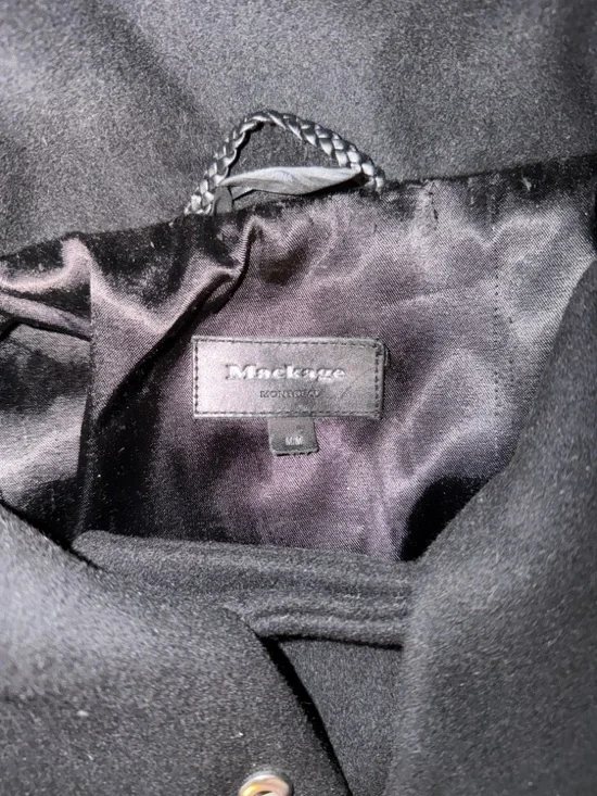 Mackage Black Wool Coat with Braided Hanger Loop - Picture 2 of 8